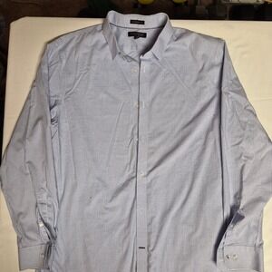 Banana Republic Standard Fit Men's XL Non Iron Blue Gingham Dress Shirt Cotton